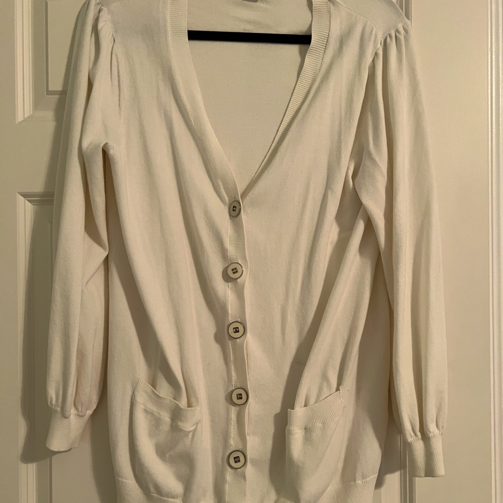 Vintage Hampshire Studio COTTON Long Sleeve Embellished Button Cardigan